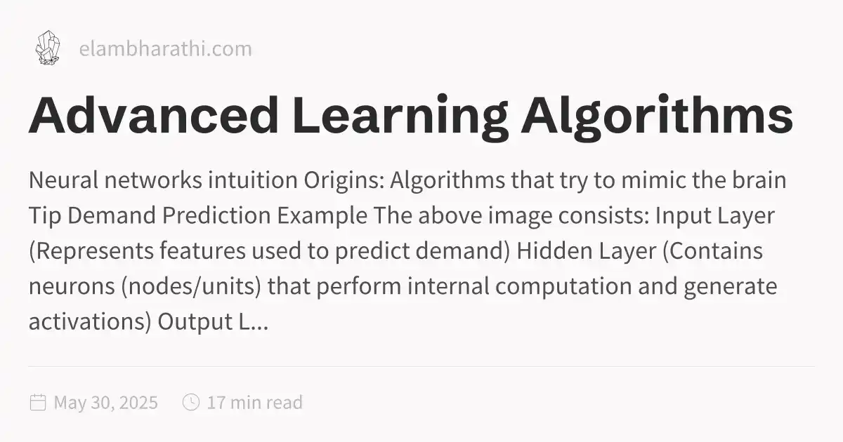 Advanced Learning Algorithms